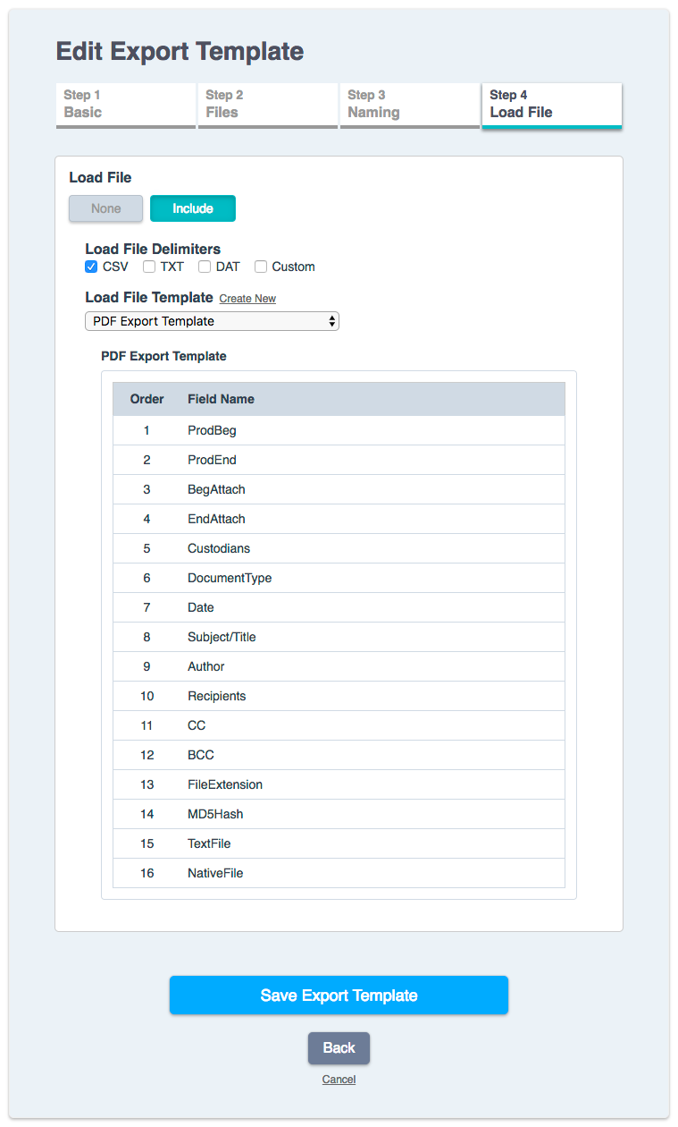 nextpoint export templates